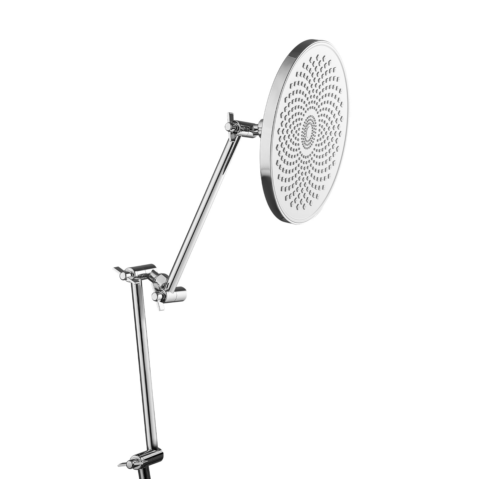 VEVOR Shower Head Extension Arm, 11 Inches, Brass Shower Arm Extender with Flexible Adjustable Angle Height, Chrome Finish, G1/2 Universal Thread Connector Compatible, for Rain & Handheld Showerhead
