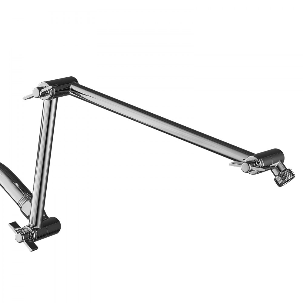 VEVOR Shower Head Extension Arm, 16 inches, Brass Shower Arm Extender with Flexible Adjustable Angle Height, Chrome Finish, G1/2 Universal Thread Connector Compatible, for Rain & Handheld Showerhead