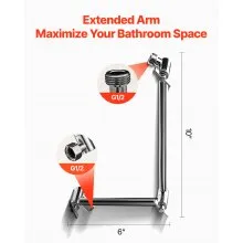 Shower Head Extension Arm Extender 16 in Adjustable Angle Height G1/2 Universal