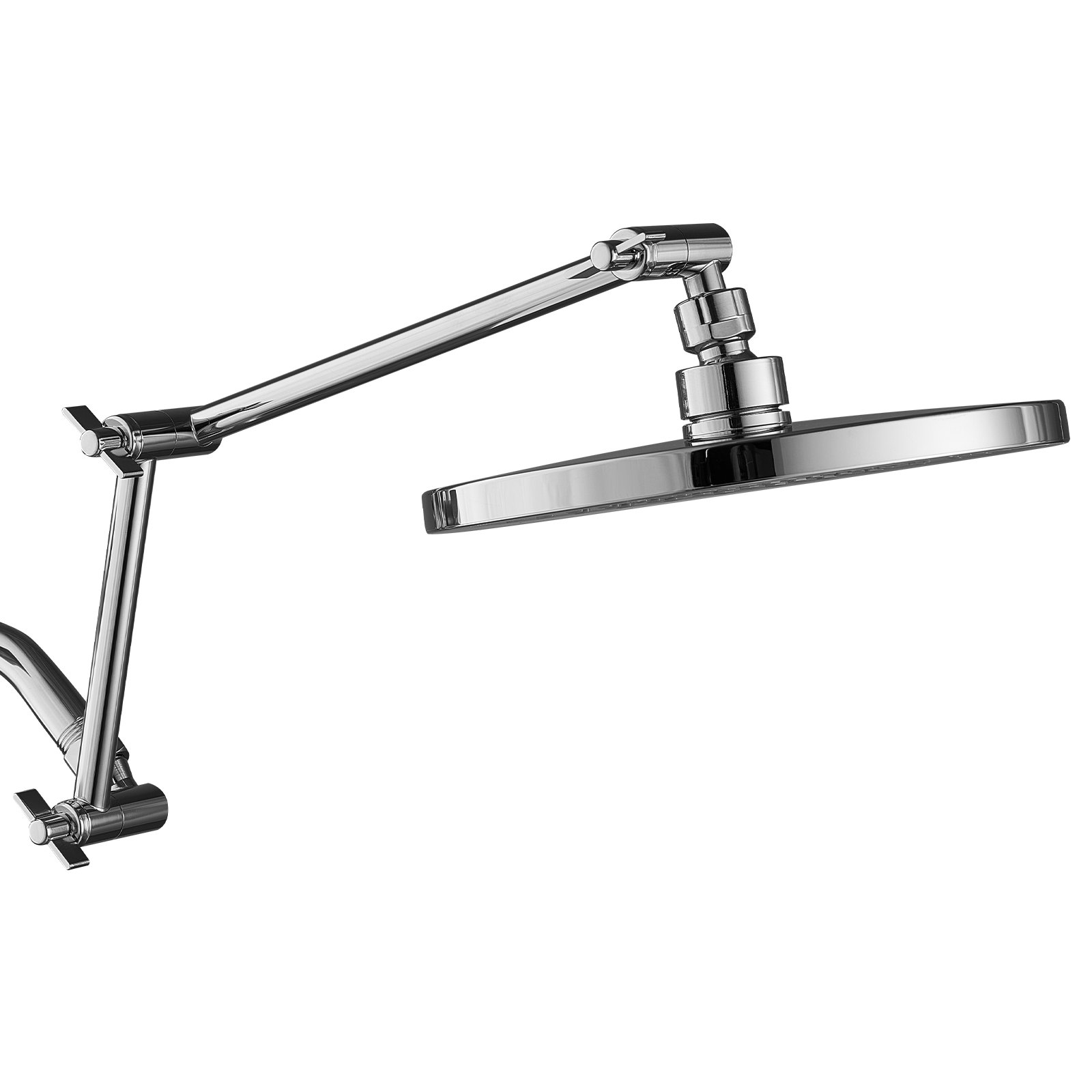 VEVOR Shower Head Extension Arm, 16 inches, Brass Shower Arm Extender with Flexible Adjustable Angle Height, Chrome Finish, G1/2 Universal Thread Connector Compatible, for Rain & Handheld Showerhead