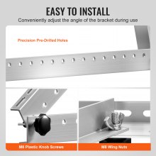 Soportes de montaje para panel solar VEVOR de 45 pulgadas, soportes de inclinación ajustables de 0 a 90°, juego de 2