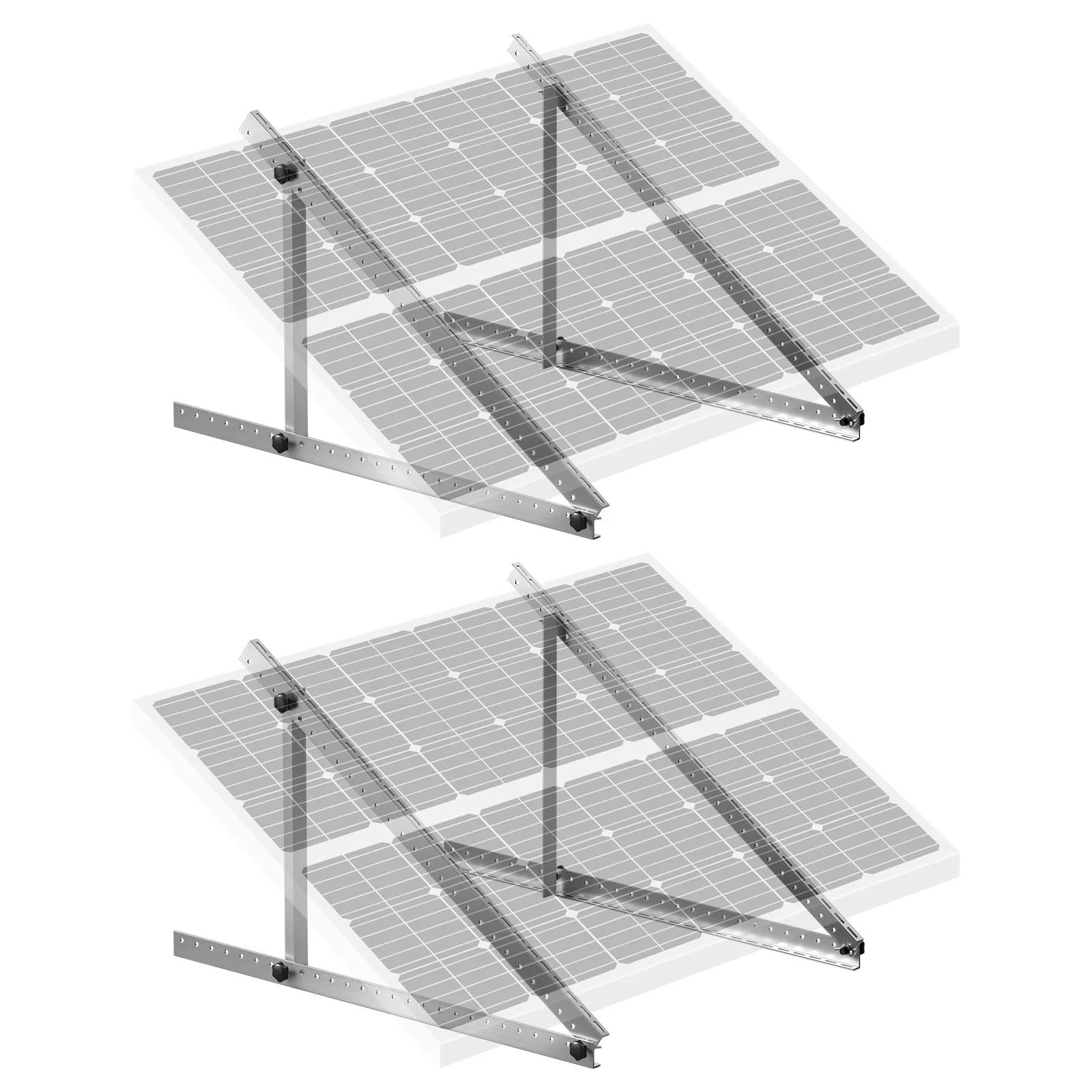 VEVOR 2 Sets Solar Panel Mounting Brackets 45-Inch, 0 to 90° Adjustable Tilt Mount Brackets Support 100-400W Solar Panels, Lightweight Aluminum Brackets with Folding Tilt Legs for RV Boat Off-Grid