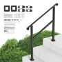 VEVOR Handrails for Outdoor Steps, 2-3 Step Stair Hand Rail & Indoor Railing Kit, Railings for Outside Steps with Installation Kit, Hand Rails for Seniors,Porch Railing & Deck Hand Rail, Black