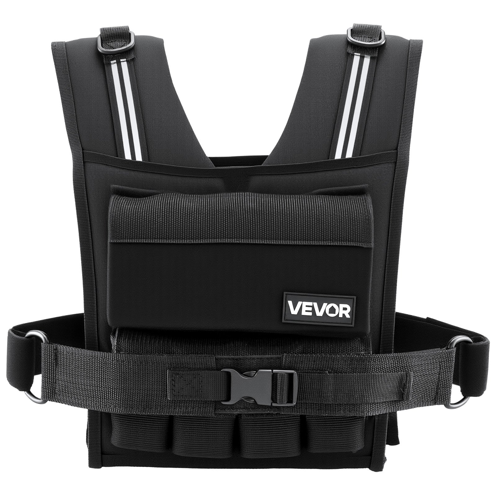 VEVOR Adjustable Weighted Vest, Body Weight Vest with Iron Weights, Shoulder Pad, and Reflective Stripe, Exercise Set for Men Women, Heavy-Duty Workout Equipment for Strength Training Running