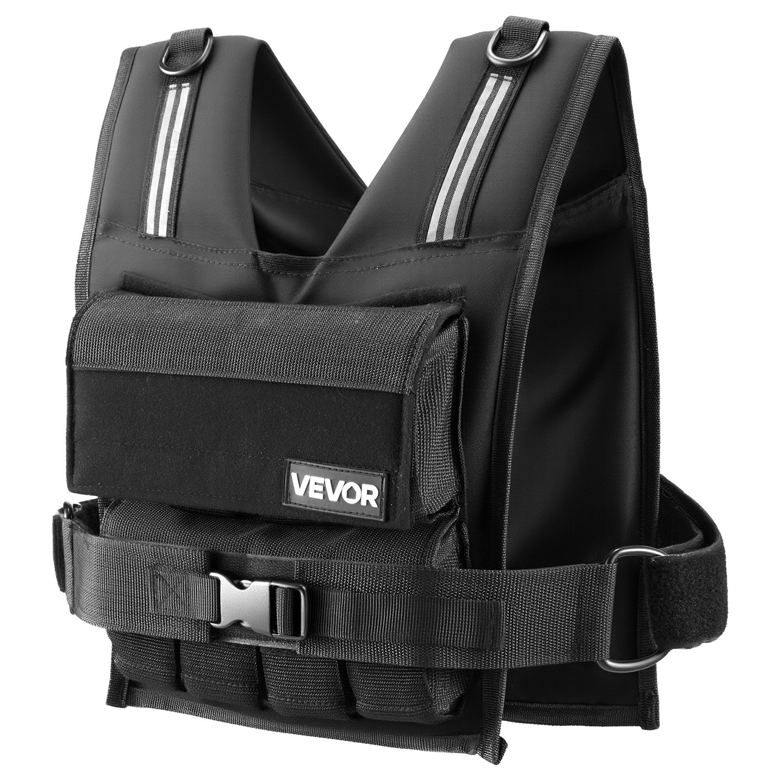 VEVOR Adjustable Weighted Vest, Body Weight Vest with Iron Weights, Shoulder Pad, and Reflective Stripe, Exercise Set for Men Women, Heavy-Duty Workout Equipment for Strength Training Running