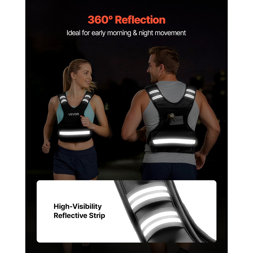 VEVOR Adjustable Weighted Vest, 4.7 kg Comfortable X-Shape Body Weight Vest Set with 6 Weight Packs and Reflective Stripe, for Men Women, Workout Equipment for Strength Training Running Jogging