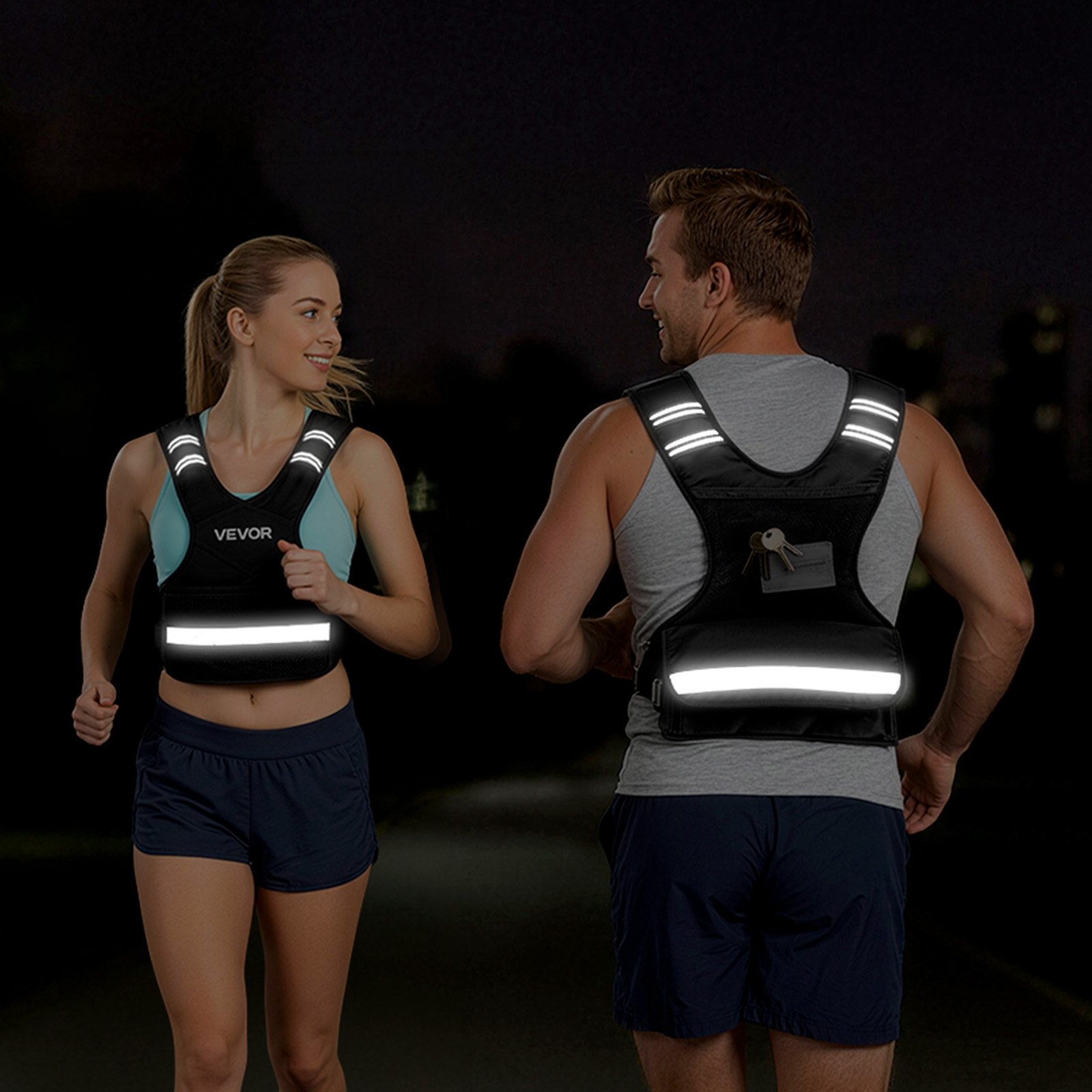 VEVOR Adjustable Weighted Vest, 4.7 kg Comfortable X-Shape Body Weight Vest Set with 6 Weight Packs and Reflective Stripe, for Men Women, Workout Equipment for Strength Training Running Jogging