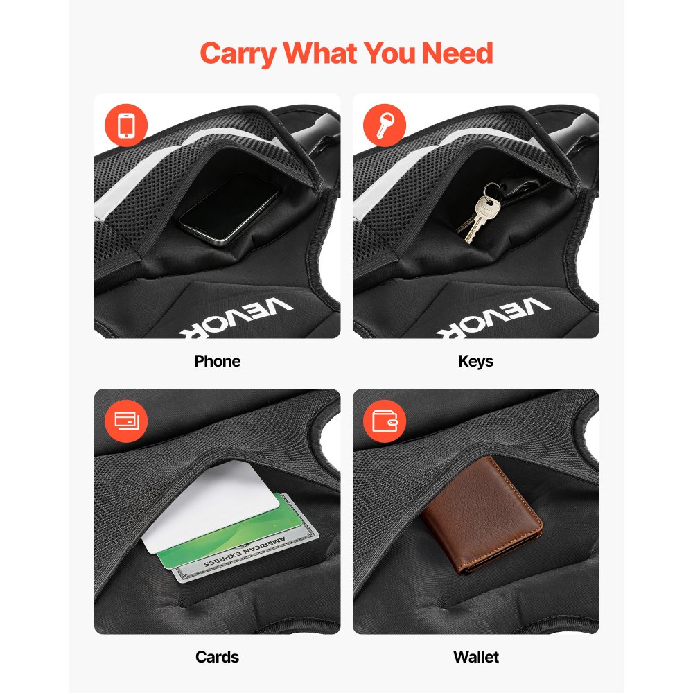 VEVOR Adjustable Weighted Vest, 14.5 kg Comfortable X-Shape Body Weight Vest Set with 6 Weight Packs and Reflective Stripe, for Men Women, Workout Equipment for Strength Training Running Jogging