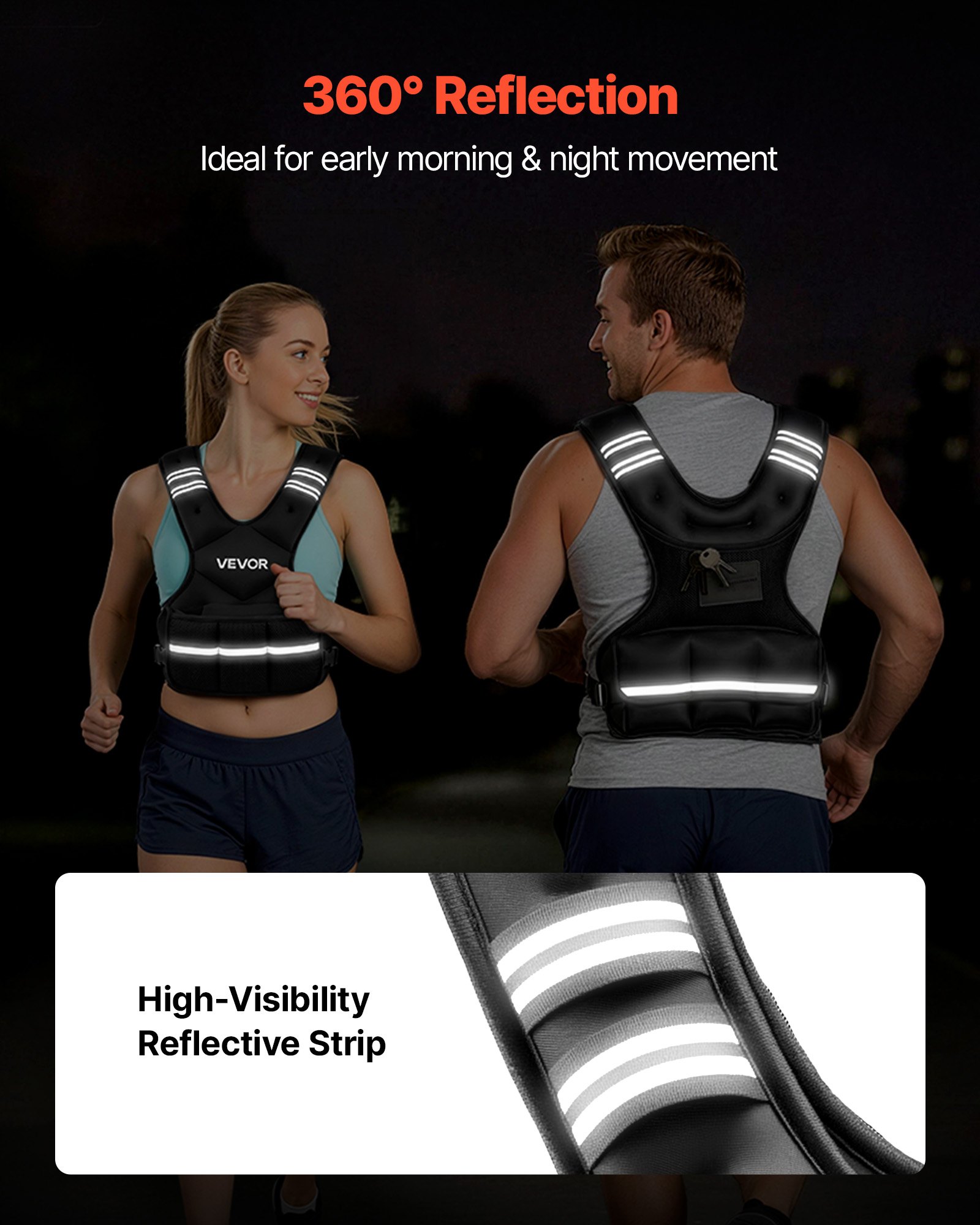 VEVOR Adjustable Weighted Vest, 14.5 kg Comfortable X-Shape Body Weight Vest Set with 6 Weight Packs and Reflective Stripe, for Men Women, Workout Equipment for Strength Training Running Jogging