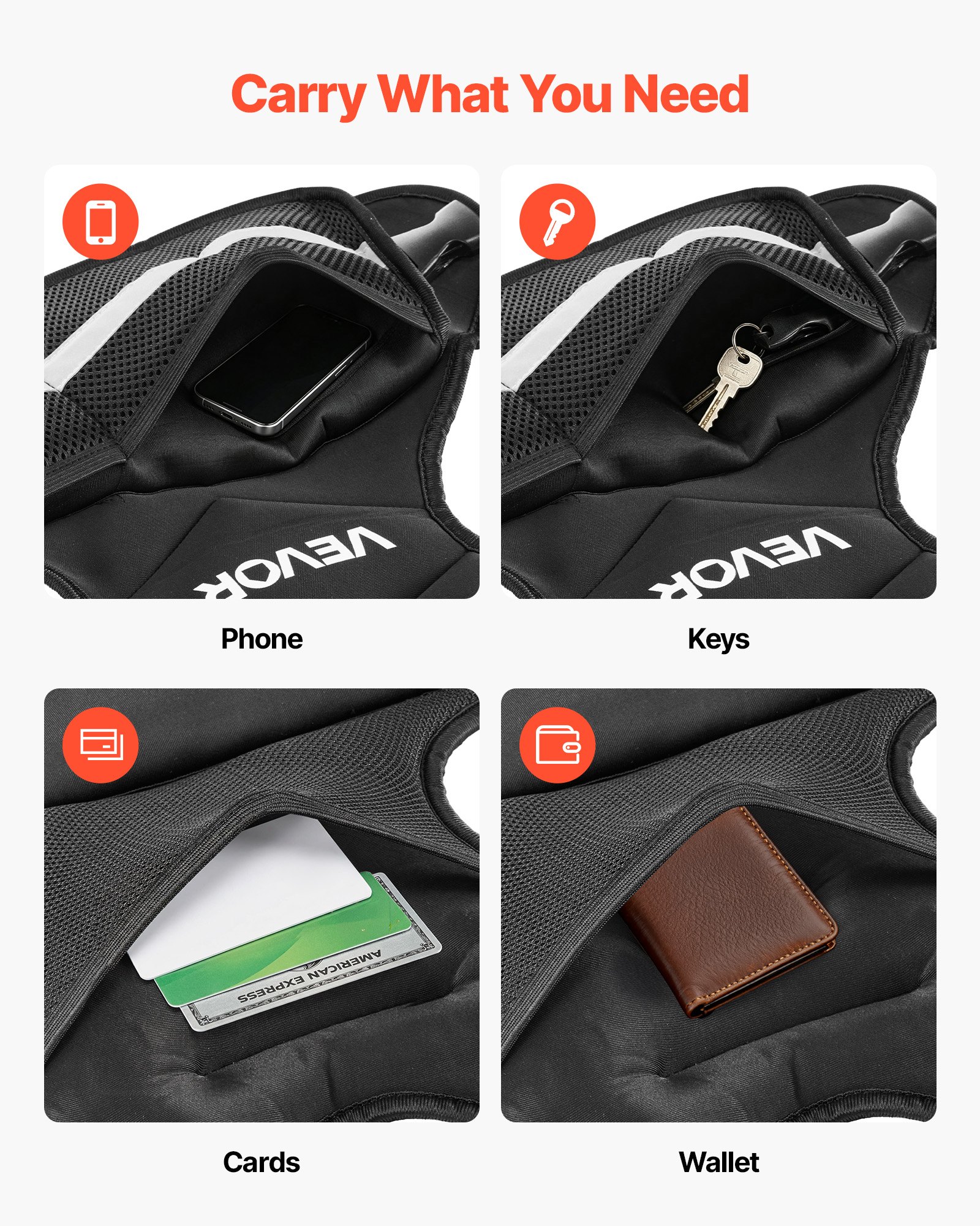 VEVOR Adjustable Weighted Vest, 14.5 kg Comfortable X-Shape Body Weight Vest Set with 6 Weight Packs and Reflective Stripe, for Men Women, Workout Equipment for Strength Training Running Jogging