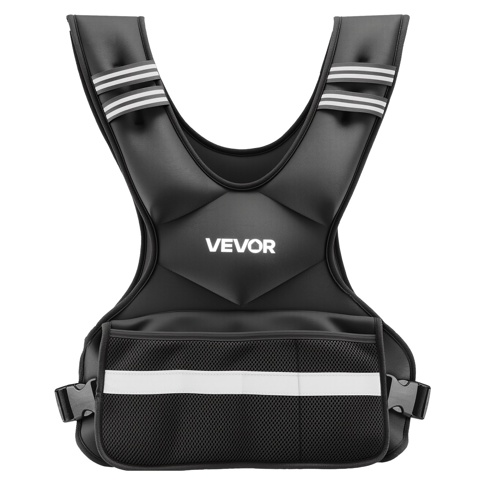 VEVOR Adjustable Weighted Vest, 18.3 kg Comfortable X-Shape Body Weight Vest Set with 8 Weight Packs and Reflective Stripe, for Men Women, Workout Equipment for Strength Training Running Jogging