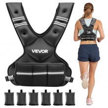 VEVOR Adjustable Weighted Vest, 11-20lb Weight Vest with 6 Ironsand Weights and  Reflective Stripe, Body Weight Vest Exercise Set for Men Women, Workout Equipment for Strength Training Running Jogging