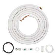VEVOR 7620mm Mini Split Line Set, 6.4 & 9.5 O.D Copper Pipes Tubing and Triple-Layer Insulation, for Air Conditioning or Heating Pump Equipment & HVAC with Rich Accessories (27ft Connection Cable)