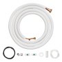 VEVOR 16FT Mini Split Line Set, 1/4" & 1/2" O.D Copper Pipes Tubing and Triple-Layer Insulation, for Air Conditioning or Heating Pump Equipment & HVAC with Rich Accessories (18ft Connection Cable)