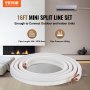 VEVOR 4876.8mm Mini Split Line Set, 6.4 & 9.5mm O.D Copper Pipes Tubing and Triple-Layer Insulation, for Air Conditioning or Heating Pump Equipment & HVAC with Rich Accessories (18ft Connection Cable)