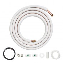 VEVOR 4876.8mm Mini Split Line Set, 6.4 & 9.5mm O.D Copper Pipes Tubing and Triple-Layer Insulation, for Air Conditioning or Heating Pump Equipment & HVAC with Rich Accessories (18ft Connection Cable)
