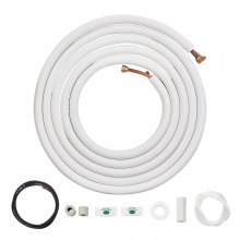 VEVOR 25FT Mini Split Line Set, 6.4 & 12.7mm O.D Copper Pipes Tubing and Triple-Layer Insulation, for Air Conditioning or Heating Pump Equipment & HVAC with Rich Accessories (27ft Connection Cable)