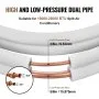 VEVOR 4876.8mm Mini Split Line Set, 9.5 & 15.9mm O.D Copper Pipes Tubing and Triple-Layer Insulation, for Air Conditioning or Heating Pump Equipment & HVAC with Rich Accessories (18ft Connection Cable