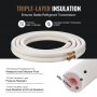 VEVOR 4876.8mm Mini Split Line Set, 9.5 & 15.9mm O.D Copper Pipes Tubing and Triple-Layer Insulation, for Air Conditioning or Heating Pump Equipment & HVAC with Rich Accessories (18ft Connection Cable