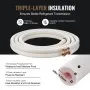 VEVOR 4876.8mm Mini Split Line Set, 9.5 & 15.9mm O.D Copper Pipes Tubing and Triple-Layer Insulation, for Air Conditioning or Heating Pump Equipment & HVAC with Rich Accessories (18ft Connection Cable