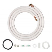 VEVOR 4876.8mm Mini Split Line Set, 9.5 & 15.9mm O.D Copper Pipes Tubing and Triple-Layer Insulation, for Air Conditioning or Heating Pump Equipment & HVAC with Rich Accessories (18ft Connection Cable