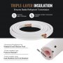 VEVOR 25FT Mini Split Line Set, 1/4" & 1/2" O.D Copper Pipes Tubing and Triple-Layer Insulation, for Mini Split Air Conditioning Refrigerant or Heating Pump Equipment & HVAC with Wrapping Strips.