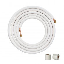VEVOR 25FT Mini Split Line Set, 1/4" & 1/2" O.D Copper Pipes Tubing and Triple-Layer Insulation, for Mini Split Air Conditioning Refrigerant or Heating Pump Equipment & HVAC with Wrapping Strips.