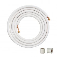 VEVOR 7620mm Mini Split Line Set, 9.5 & 15.9mm O.D Copper Pipes Tubing and Triple-Layer Insulation, for Mini Split Air Conditioning Refrigerant or Heating Pump Equipment & HVAC with Wrapping Strips.