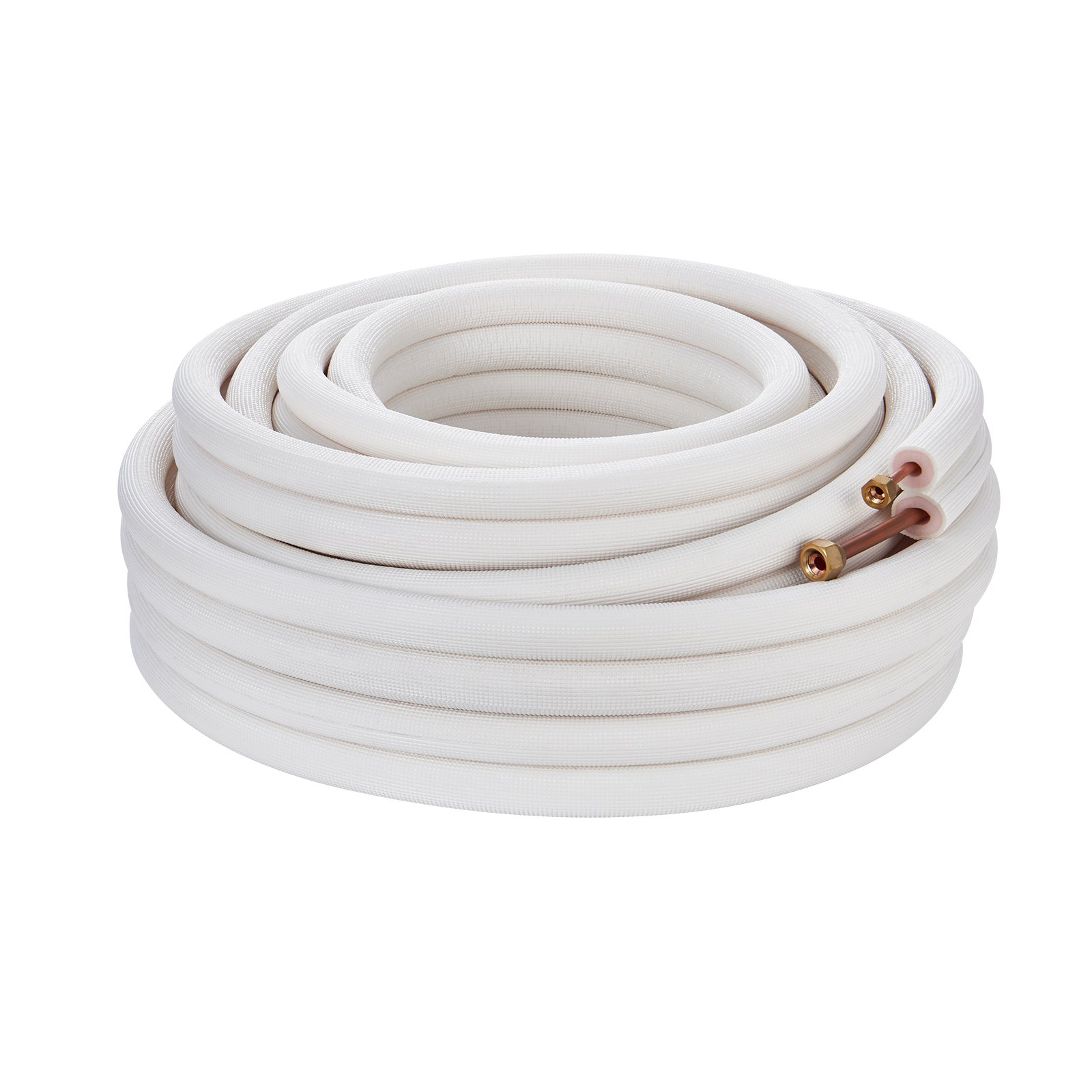 VEVOR 15240mm Mini Split Line Set, 6.4 & 9.5mm O.D Copper Pipes Tubing and Triple-Layer Insulation, for Mini Split Air Conditioning Refrigerant or Heating Pump Equipment & HVAC with Wrapping Strips.