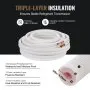 VEVOR 15240mm Mini Split Line Set, 6.4 & 12.7mm O.D Copper Pipes Tubing and Triple-Layer Insulation, for Mini Split Air Conditioning Refrigerant or Heating Pump Equipment & HVAC with Wrapping Strips.