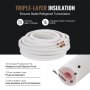VEVOR 50FT Mini Split Line Set, 1/4" & 1/2" O.D Copper Pipes Tubing and Triple-Layer Insulation, for Mini Split Air Conditioning Refrigerant or Heating Pump Equipment & HVAC with Wrapping Strips.