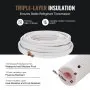 VEVOR 15240mm Mini Split Line Set, 9.5 & 15.9mm O.D Copper Pipes Tubing and Triple-Layer Insulation, for Mini Split Air Conditioning Refrigerant or Heating Pump Equipment & HVAC with Wrapping Strips.