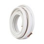 coiled white VEVOR mini split line set with copper fittings against a white background.