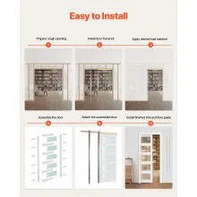 VEVOR Sliding Pocket Door 30" x 80" 5-Lite Frosted Glass Single Sliding Door