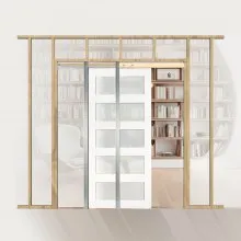 VEVOR Sliding Pocket Door 36" x 80" 5-Lite Frosted Glass Single Sliding Door