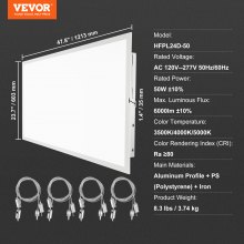VEVOR 1 paquet de 6000 lm 50 W, plafonnier LED à montage en surface avec température de couleur réglable 3500 K/4000 K/5000 K, ultra fin pour la maison, testé selon les normes UL
