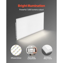 2x4 FT LED Flat Panel Light 7800LM Ceiling Light Fixture 4000K/5000K/6000K 2 PCS