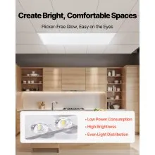 1x4 FT LED Flat Panel Light 5700LM Ceiling Light Fixture 3000K/4000K/5000K 2 PCS