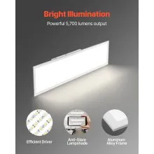 1x4 FT LED Flat Panel Light 5700LM Ceiling Light Fixture 3000K/4000K/5000K 2 PCS