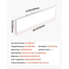 1x4 FT LED Flat Panel Light 5700LM Ceiling Light Fixture 3000K/4000K/5000K 2 PCS