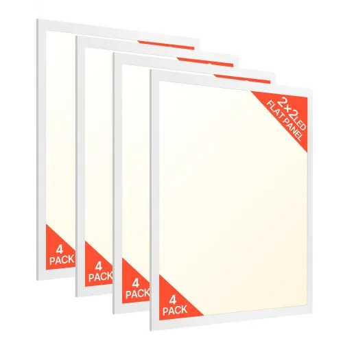 VEVOR 2x2 FT LED Flat Panel Light, 5700 LM, Flush Mount LED Drop Ceiling Lighting Fixture with 3 Color Selectable 3000K/4000K/5000K, 25W/30W/40W, 0-10V Dimmable, Ultra Slim for Home Kitchen, 4 Pack