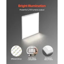 2x2 FT LED Flat Panel Light 5700LM Ceiling Light Fixture 3000K/4000K/5000K 4 PCS