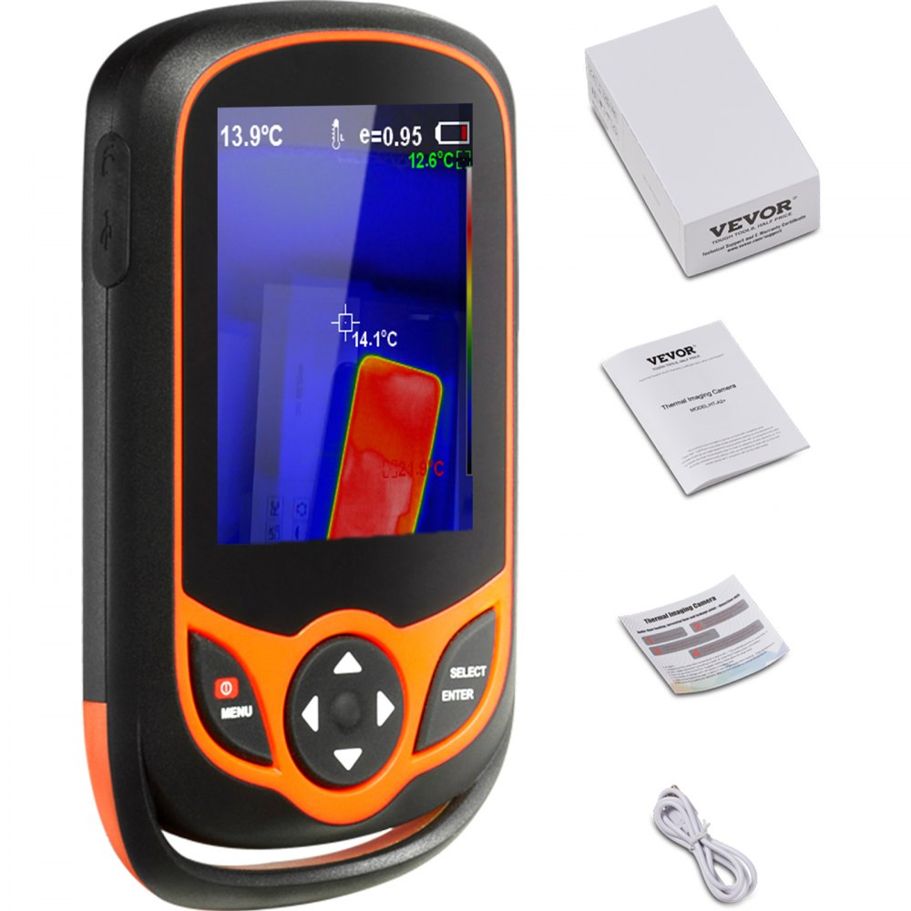 VEVOR Thermal Imaging Camera, 256 x 192 IR Resolution Pocket Infrared Thermal Imager with WiFi, 25Hz Refresh Rate Thermal Camera Pocket with 3.2" Touch Screen, 0.3MP Visual Camera, -4℉-1022℉, IP54