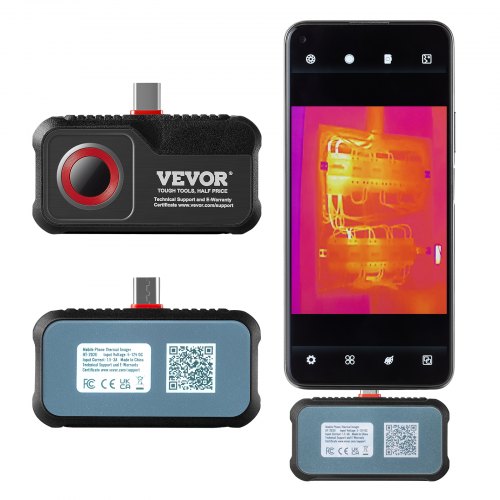 VEVOR Thermal Imaging Camera for Android, 256 x 192 IR Resolution Infrared Thermal Imager with Visual Camera, 25Hz Refresh Rate Thermal Camera for Smartphone/Tablet, -4-1022°F Temperature Range, IP54