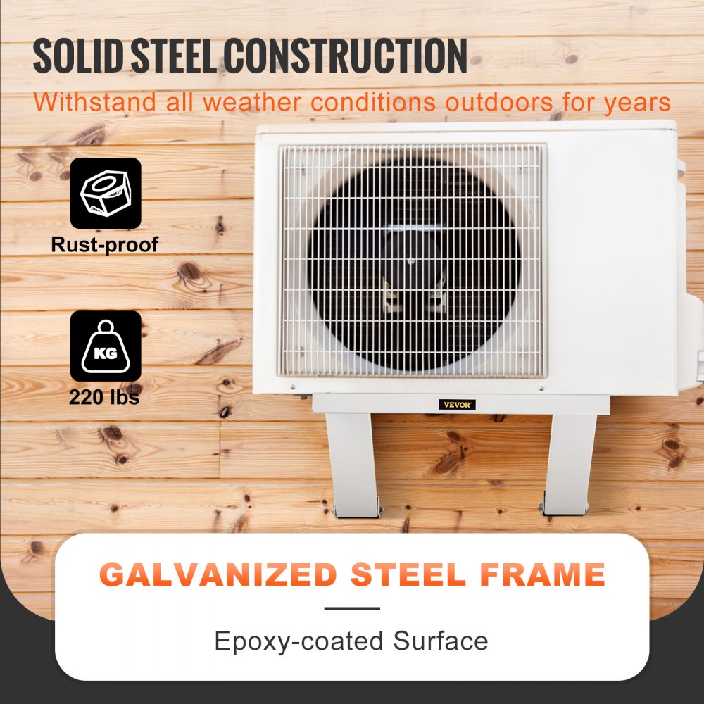 VEVOR air conditioner support bracket with galvanized steel frame, rust-proof, 220 lbs capacity.