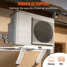 Suporte de suporte para ar condicionado VEVOR, máx. Capacidade de carga de 220 libras, suporte AC para janela de construção em aço resistente, sem perfuração, fácil instalação, cabe em janelas suspensas simples ou duplas para casa e RV