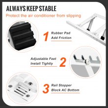 VEVOR Air Conditioner Support Bracket, Max. 220 lbs Load Capacity, Heavy Duty Steel Construction Window AC Support, No Drilling Easy Installation, Fits Single Or Double Hung Windows for Home and RV