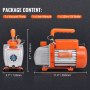 VEVOR 1/5 HP Single Stage Vacuum Pump, 3.5 CFM, 220-240V AC Air Conditioning Conditioner Vacuum Pump, 0.6 cm SAE Male 1.27 cm ACME Male Inlet, for HVAC Repair, Refrigeration Maintenance, Resin Degassing