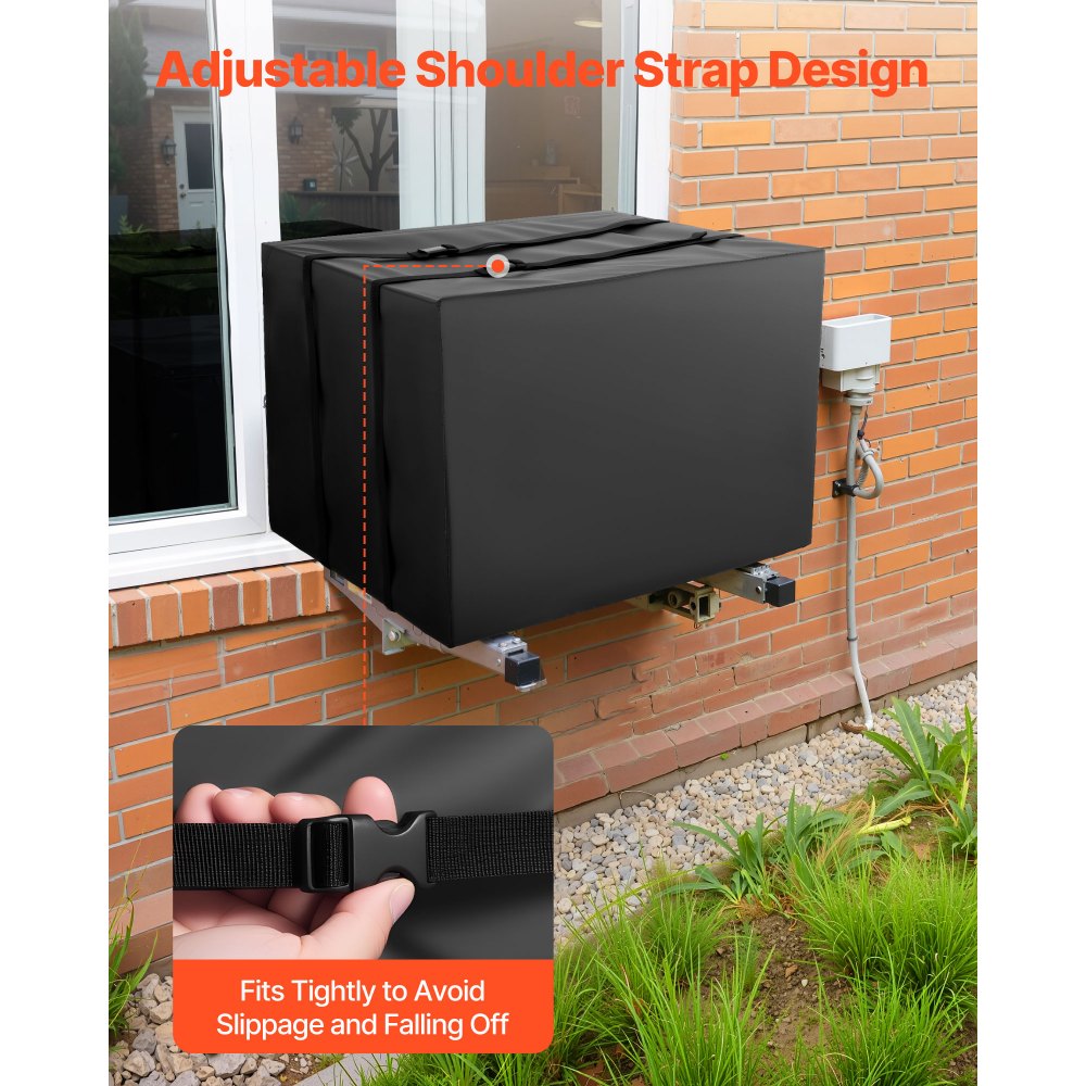 VEVOR Air Conditioner Cover, 530 x 400 x 380 mm Ac Cover for Air Conditioning Unit, Double-Layer, Waterproof Polyester Fabric, Adjustable Shoulder Strap, Universal Size for Outdoor Outside