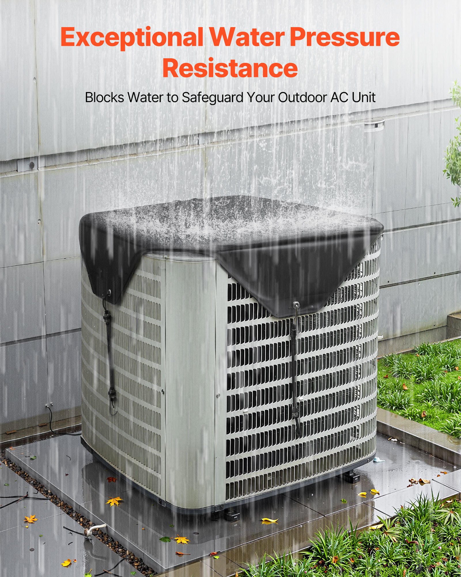 VEVOR Air Conditioner Cover for Outside Units, 710 x 710 mm Central AC Cover for Air Conditioning Unit, Top Universal Mesh Defender Rainproof Easy Install for Outdoor Outside All Seasons, Black